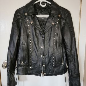 Studded Black Leather Jacket - Women